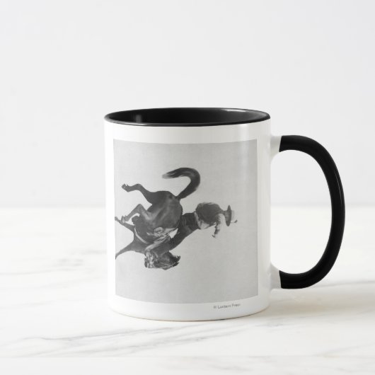 Cowboy Ned Coy Riding Bucking Bronco Tasse (Rechts)