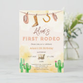 Cowboy-Neutral-Süd-Erster Geburtstag Einladung (Stehend Vorderseite)