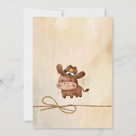 Cowboy niedliches Kinderpferd Western Babydusche Einladung (Rückseite)