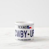 Cowboy oben! CWBY UP Texas-Kfz-Kennzeichen Espressotasse (Vorderseite)