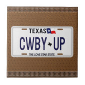 Cowboy oben! CWBY UP Texas-Kfz-Kennzeichen Fliese (Vorderseite)