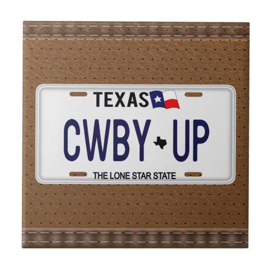 Cowboy oben!  CWBY UP Texas-Kfz-Kennzeichen Fliese (Vorderseite)