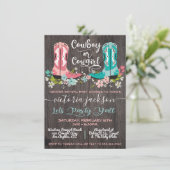 Cowboy oder Cowgirl Baby Shower Gender Reveal Einladung (Stehend Vorderseite)
