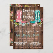 Cowboy oder Cowgirl Baby Shower Gender Reveal Invi Einladung (Vorne/Hinten)
