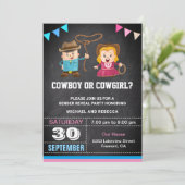 Cowboy oder Cowgirl Gender Reveal Party Einladung (Stehend Vorderseite)
