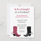 Cowboy oder Cowgirl? Geschlecht decken Party Einladung (Vorderseite)