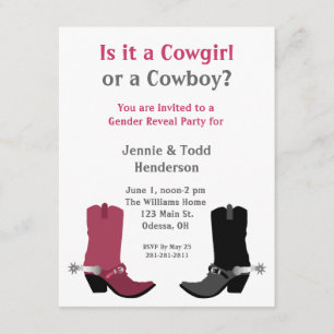 Cowboy oder Cowgirl? Geschlecht decken Party Einladung