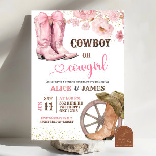 Cowboy oder Cowgirl Geschlecht Enthüllung Einladun Einladung