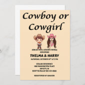 Cowboy oder Cowgirl Geschlecht offenbaren Party Einladung (Vorne/Hinten)