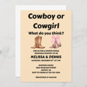 Cowboy oder Cowgirl Geschlecht offenbaren Party Einladung (Vorne/Hinten)