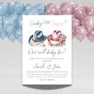 Cowboy oder Cowgirl hats Blue Pink Gender Reveal Einladung