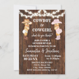 Cowboy oder Cowgirl Western Gender Reveal Dusche Einladung