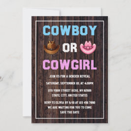 Cowboy oder Cowgirl Western Gender Reveal Einladung