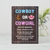 Cowboy oder Cowgirl Western Gender Reveal Einladung (Stehend Vorderseite)