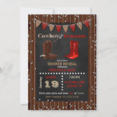 Cowboy oder Cowgirl Western Gender Reveal Red Brow Einladung (Vorderseite)
