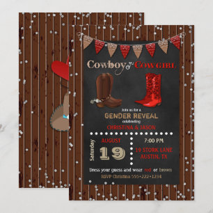Cowboy oder Cowgirl Western Geschlecht Enthüllung Einladung
