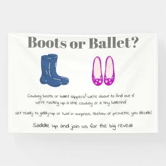 Cowboy oder Girl Boots Balet Gender Reveal Banner (Horizontal)