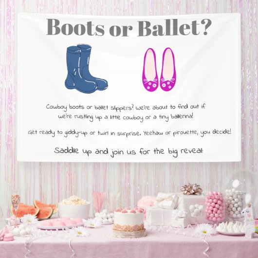 Cowboy oder Girl Boots Balet Gender Reveal Banner (Party)