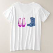 Cowboy oder Girl Boots Balet Gender Reveal Große Größe T-Shirt (Design Rückseite)