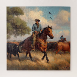 Cowboy on Bay Horse Puzzle