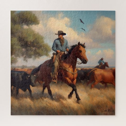 Cowboy on Bay Horse Puzzle (Vertikal)