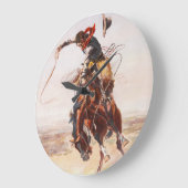 Cowboy on Bucking Bronco Große Wanduhr (Winkel)