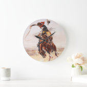 Cowboy on Bucking Bronco Große Wanduhr (Zuhause)