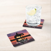 Cowboy on Horse at Sunset Memorial Rechteckiger Pappuntersetzer (Vor Ort)