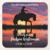 Cowboy on Horse at Sunset Memorial Rechteckiger Pappuntersetzer (Vorderseite)