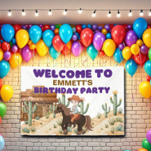 Cowboy on Horse Birthday Party Willkommen
