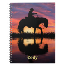 Cowboy on Horse in einem Texas Sunset Personalize