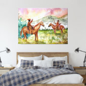 Cowboy on Horse trifft Indianer Leinwanddruck (Insitu (Schlafzimmer))
