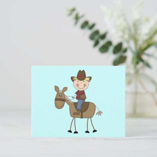 Cowboy on Horse Tshirts and Gifts Postkarte (Stehend Vorderseite)