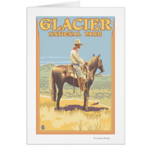 Cowboy on Horseback - Glacier National Park,