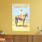 Cowboy on Horseback - Glacier National Park, Leinwanddruck (Insitu (Wohnzimmer))