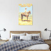 Cowboy on Horseback - Glacier National Park, Leinwanddruck (Insitu (Schlafzimmer))