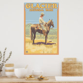 Cowboy on Horseback - Glacier National Park, MT Poster (Küche)