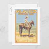 Cowboy on Horseback - Glacier National Park, Postkarte (Vorne/Hinten)