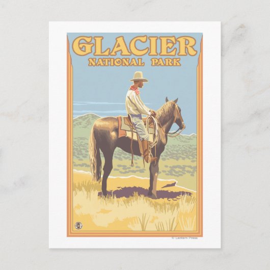 Cowboy on Horseback - Glacier National Park, Postkarte (Vorderseite)