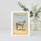 Cowboy on Horseback - Glacier National Park, Postkarte (Stehend Vorderseite)