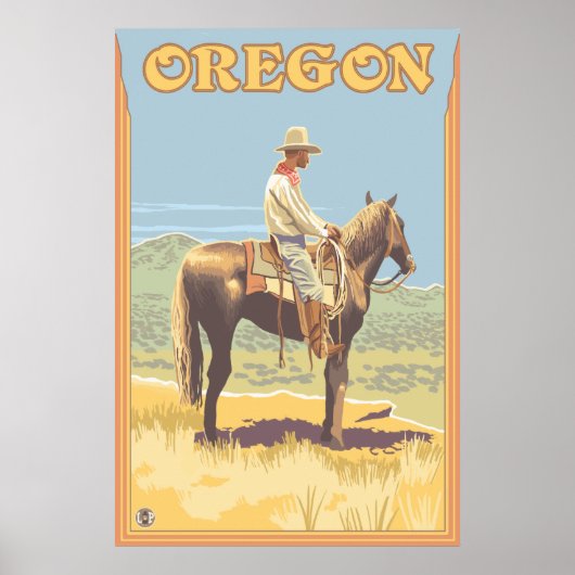 Cowboy on Horseback - Oregon Poster (Vorne)