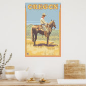 Cowboy on Horseback - Oregon Poster (Küche)