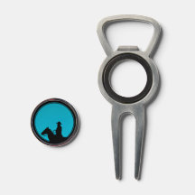 Cowboy on Horseback Silhouette - Turquoise