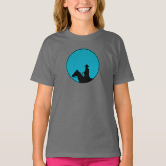 Cowboy on Horseback Silhouette - Turquoise T-Shirt