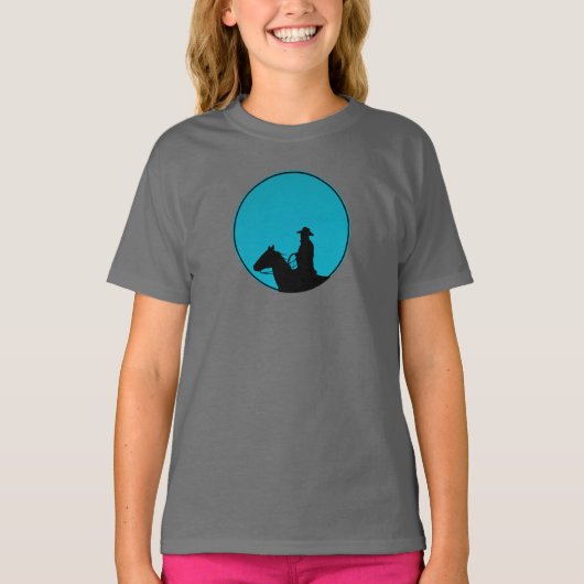 Cowboy on Horseback Silhouette - Turquoise T-Shirt (Vorderseite)