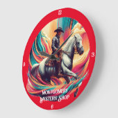 Cowboy on Horseback Vibranno Artwork Große Wanduhr (Winkel)