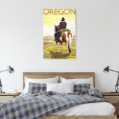 Cowboy on Horseback Vintage Travel Poster Leinwanddruck (Insitu (Schlafzimmer))