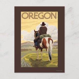 Cowboy on Horseback Vintage Travel Poster Postkarte