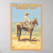 Cowboy on Horseback - Yellowstone Nationalpark Poster (Vorne)