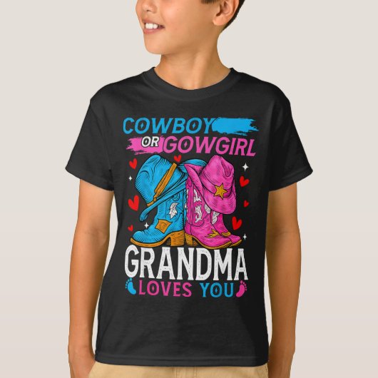 Cowboy Or Cowgirl Grandma Loves You Gender Reveal  T-Shirt (Vorderseite)